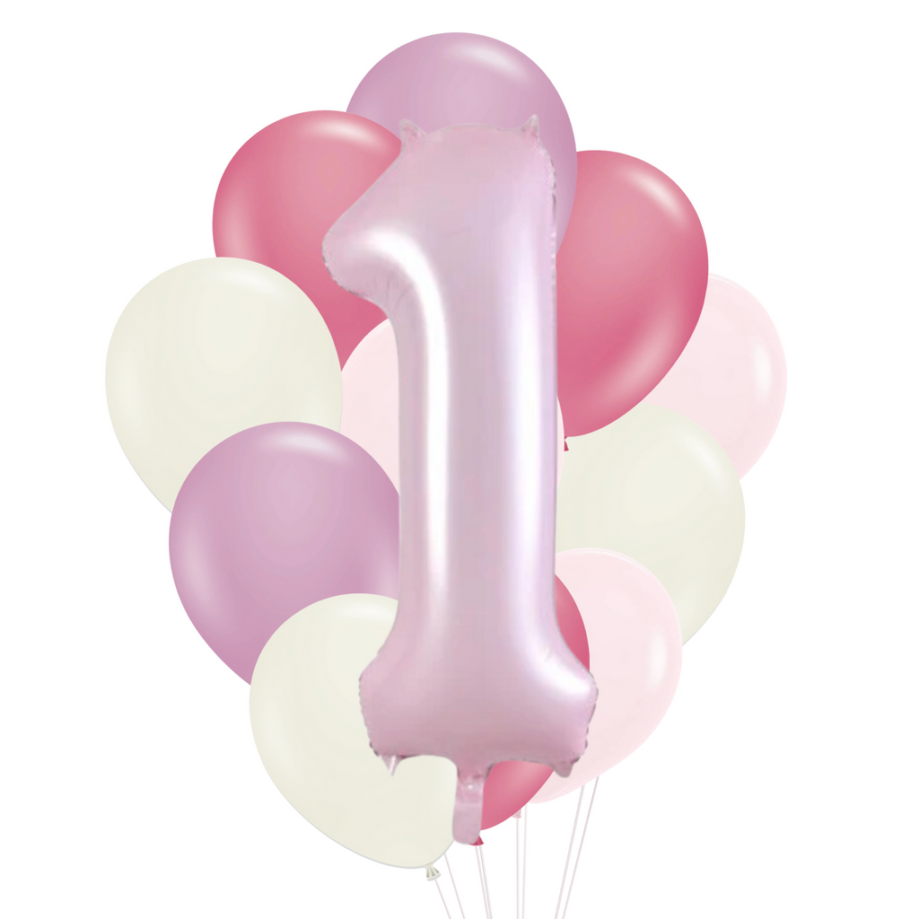 Pink Number Balloons + Balloon Bunch Bundle