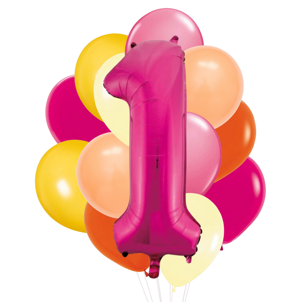 Number Balloon Bundle - Bright Pinks, Orange & Yellows
