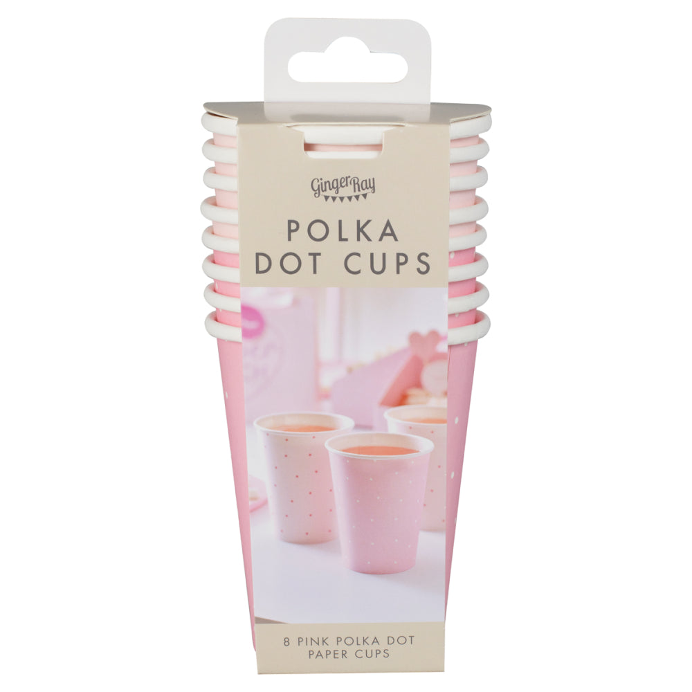 Polka Dot Pink Paper Cups