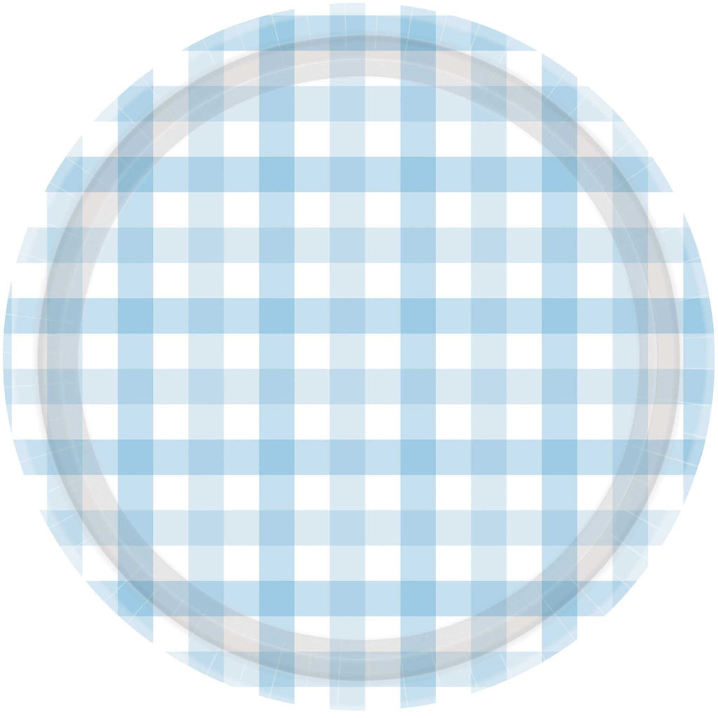 Gingham Blue Party Plates
