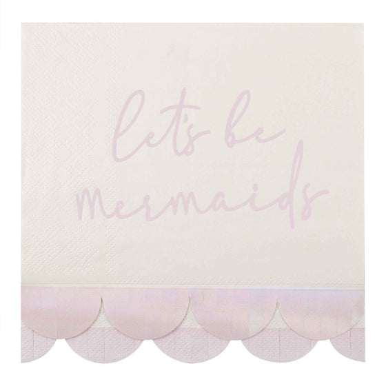 White , iridescent mermaid paper napkins