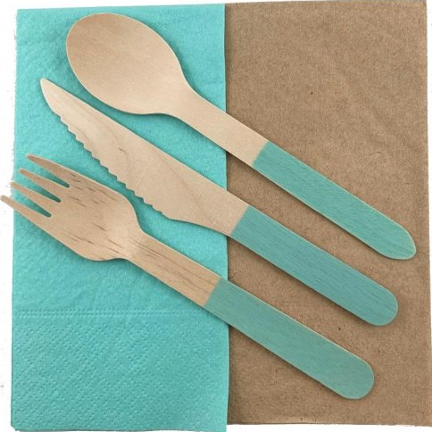 Mint eco-friendly wooden cutlery